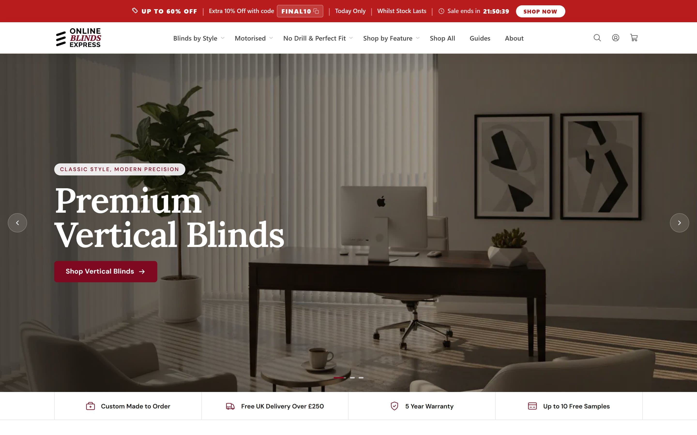 OnlineBlinds — homepage